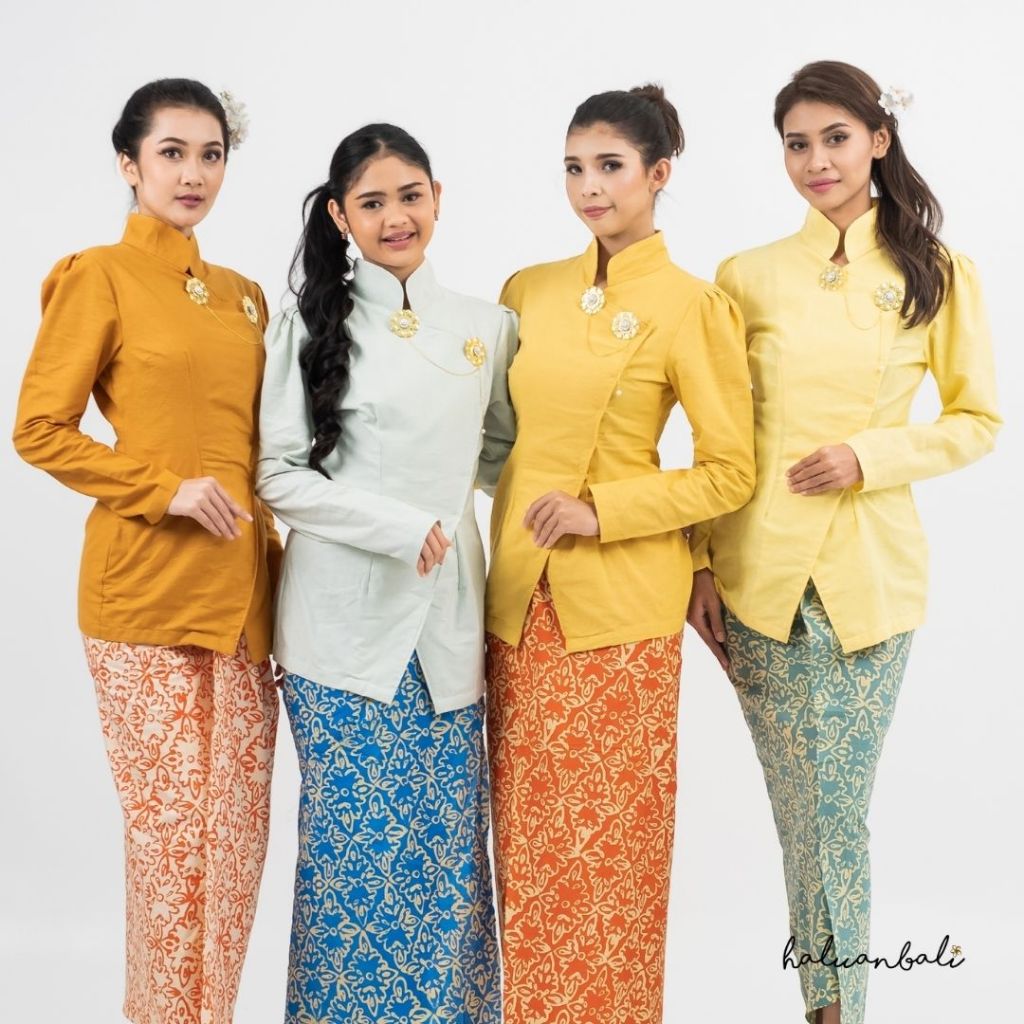 Kebaya Janggan Tjap Lakshmi HaluanBali - Klasik Modern Lengan Panjang - Kain Linen Premium Adem - KB