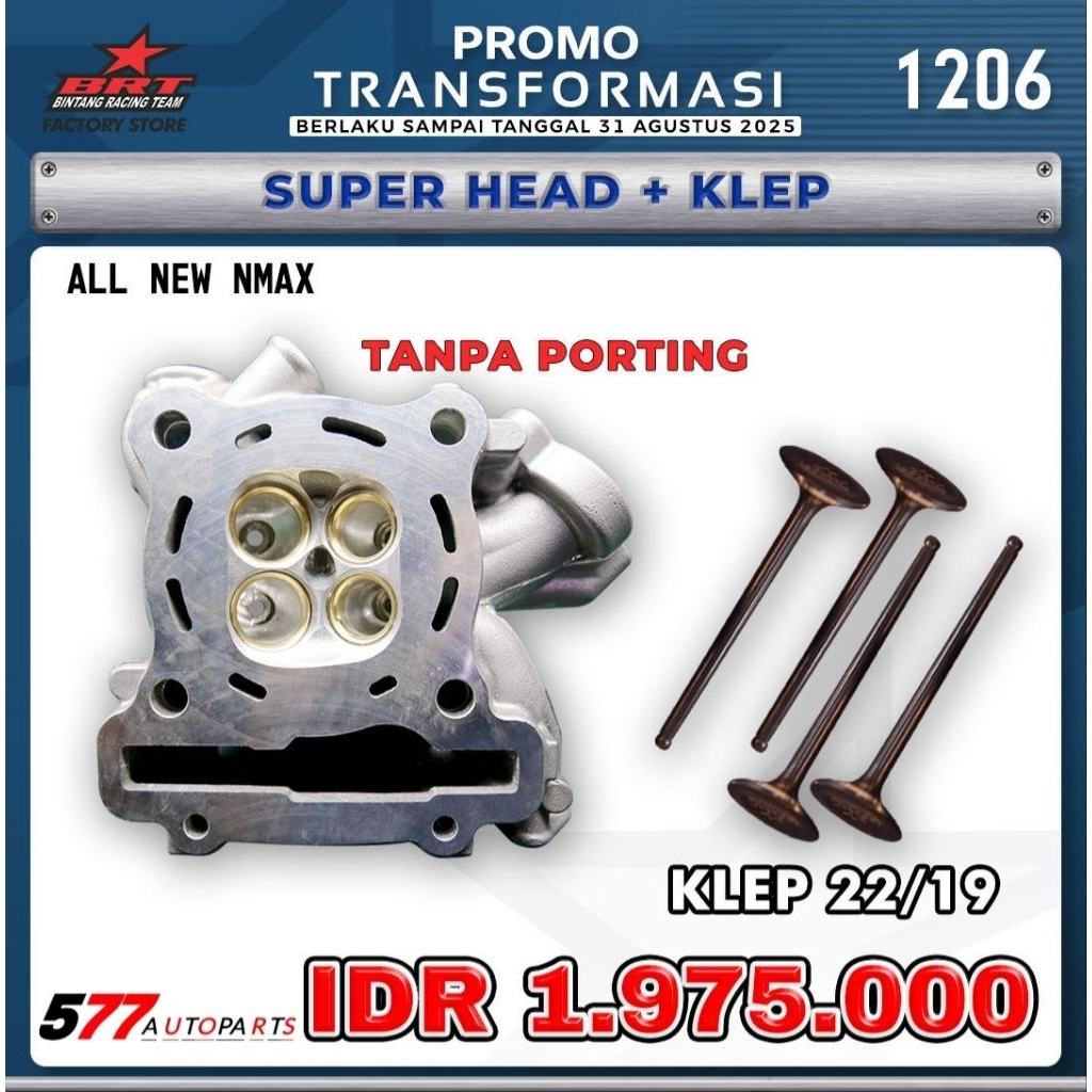 Head Super Porting Cnc / Non Porting Klep 22/19 BRT Nmax New 2020