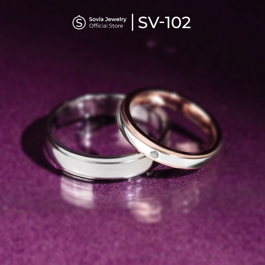 Sovia Jewelry - Cincin Couple Lamaran Nikah Silver Elegan Desain SV-102