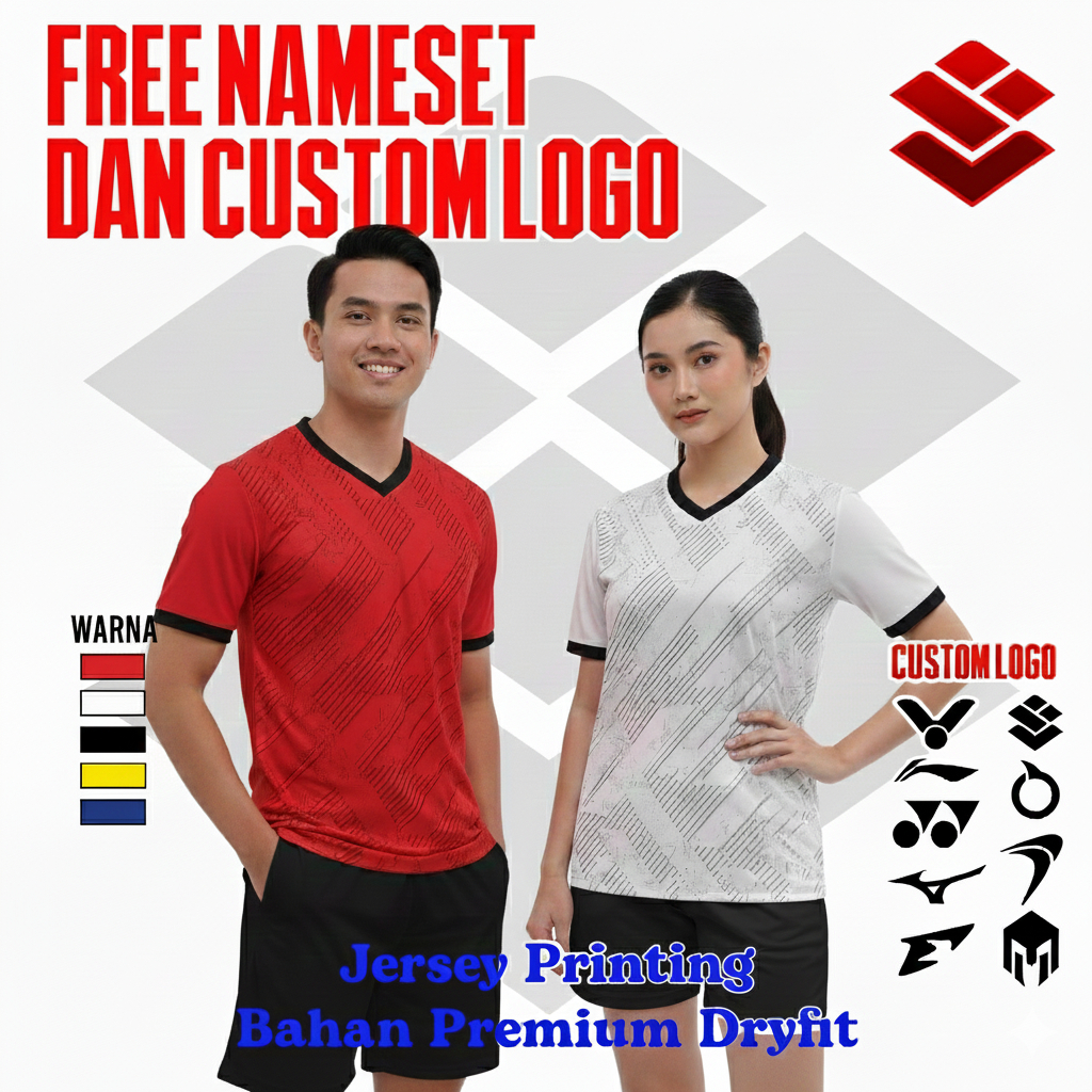 Baju Futsal Kaos Atasan Olahraga Sepakbola Mini Soccer Pakaian Pria/Wanita Dewasa #0003