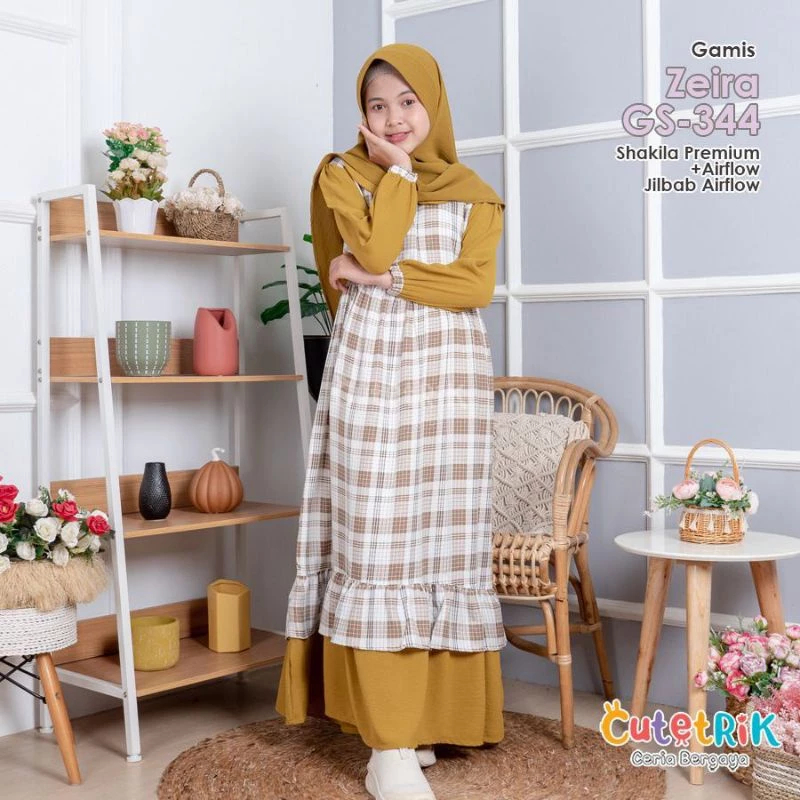 Gamis Anak Set Jilbab Premium Model Terbaru - Cutetrik Zeira GS 344