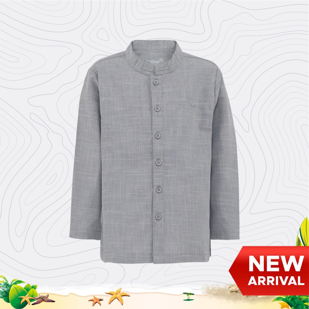 Cressida Kemeja Koko Kids Boy Gray Lengan Panjang - VB408G