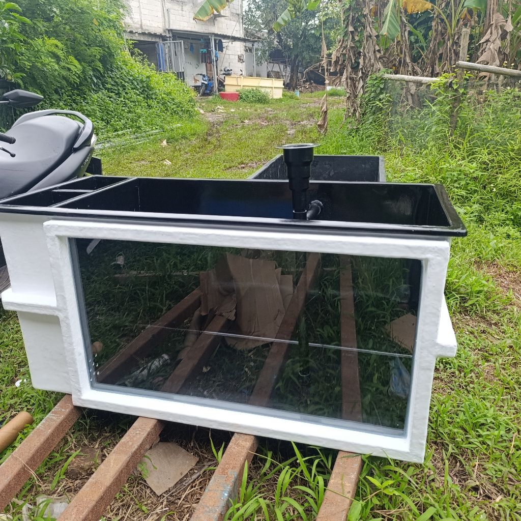 CKF Bak ikan hias uk 125x55x60+ kaca dan filter samping Fiber fiberglass coatume