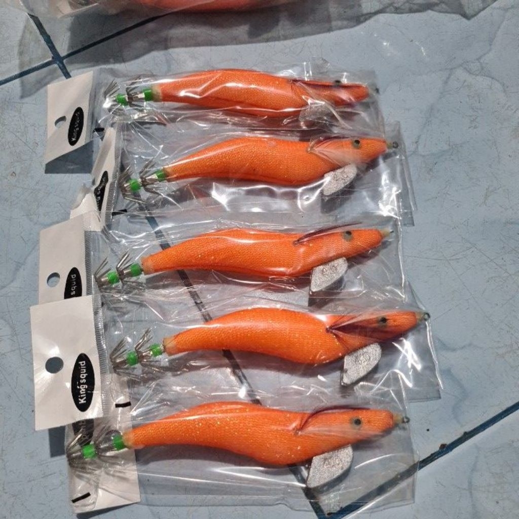 Umpan Pancing Cumi Squid Jig 4.0 Orange glow in the dark