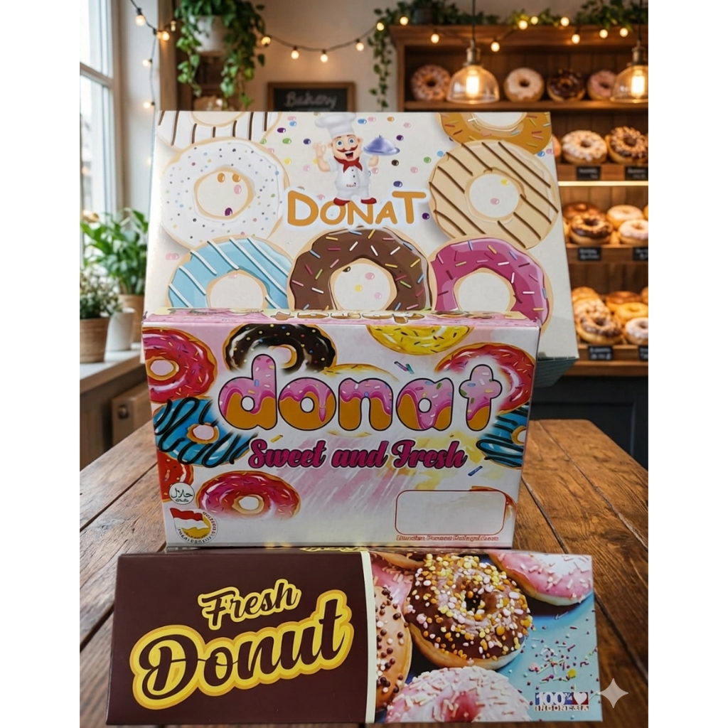 HEMAT 50Pcs Dus Donat Sweet and Fresh Pink isi 6 / Box Donat Mini Isi 6 / Kemasan Kotak Donnat isi 3