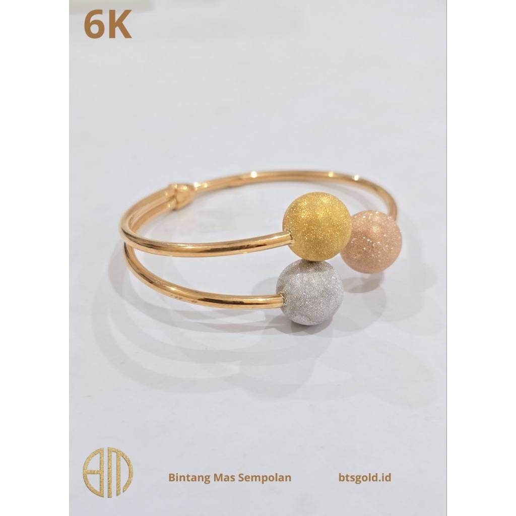 Gelang Bangle Boba 3 Dimensi Pasir Emas asli