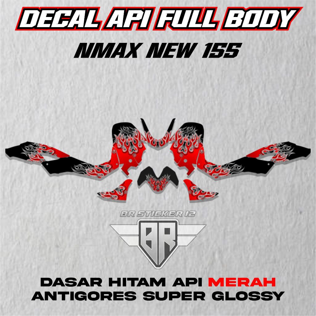 DECAL FULL BODY NMAX NEW 155 DECAL MOTOR MOTIF API ( YAMAHA NMAX NEW 155 )