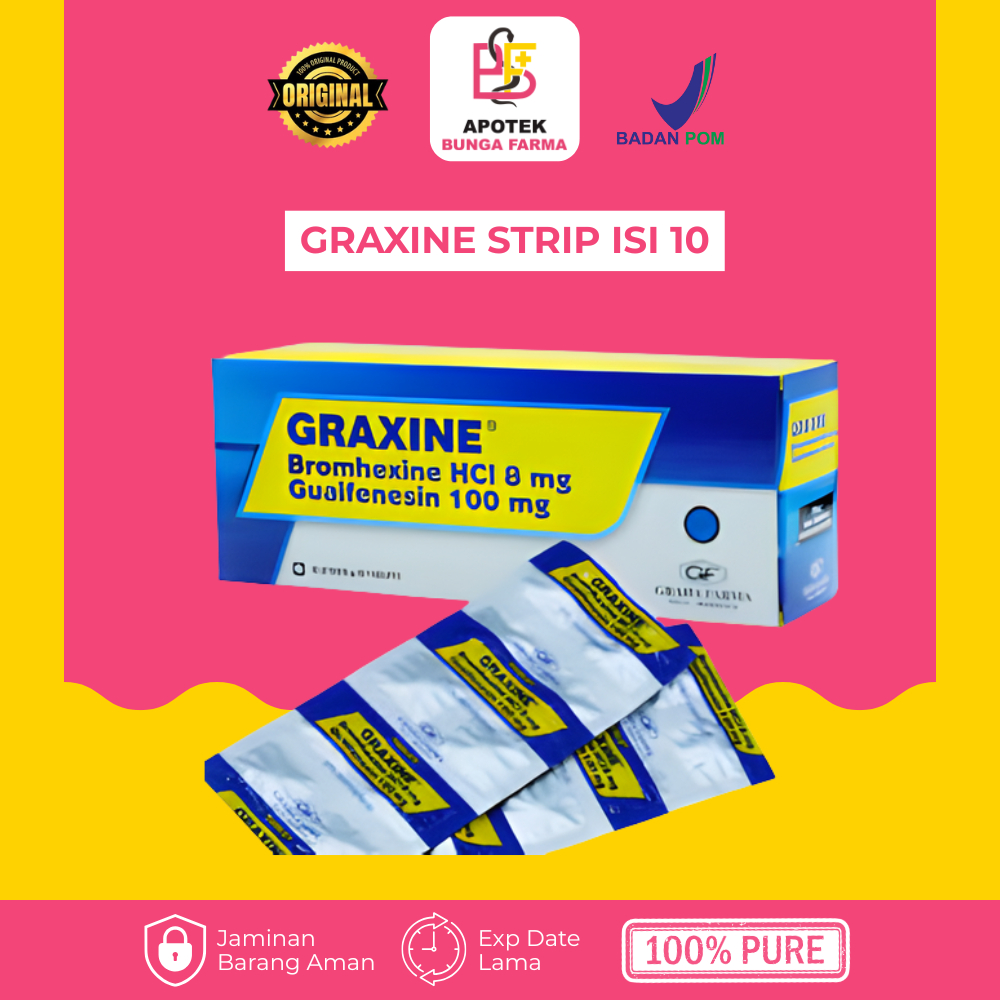 Graxine Strip Isi 10 - OBAT BATUK BERDAHAK Tablet Pengencer Dahak Paling OBAT BATUK