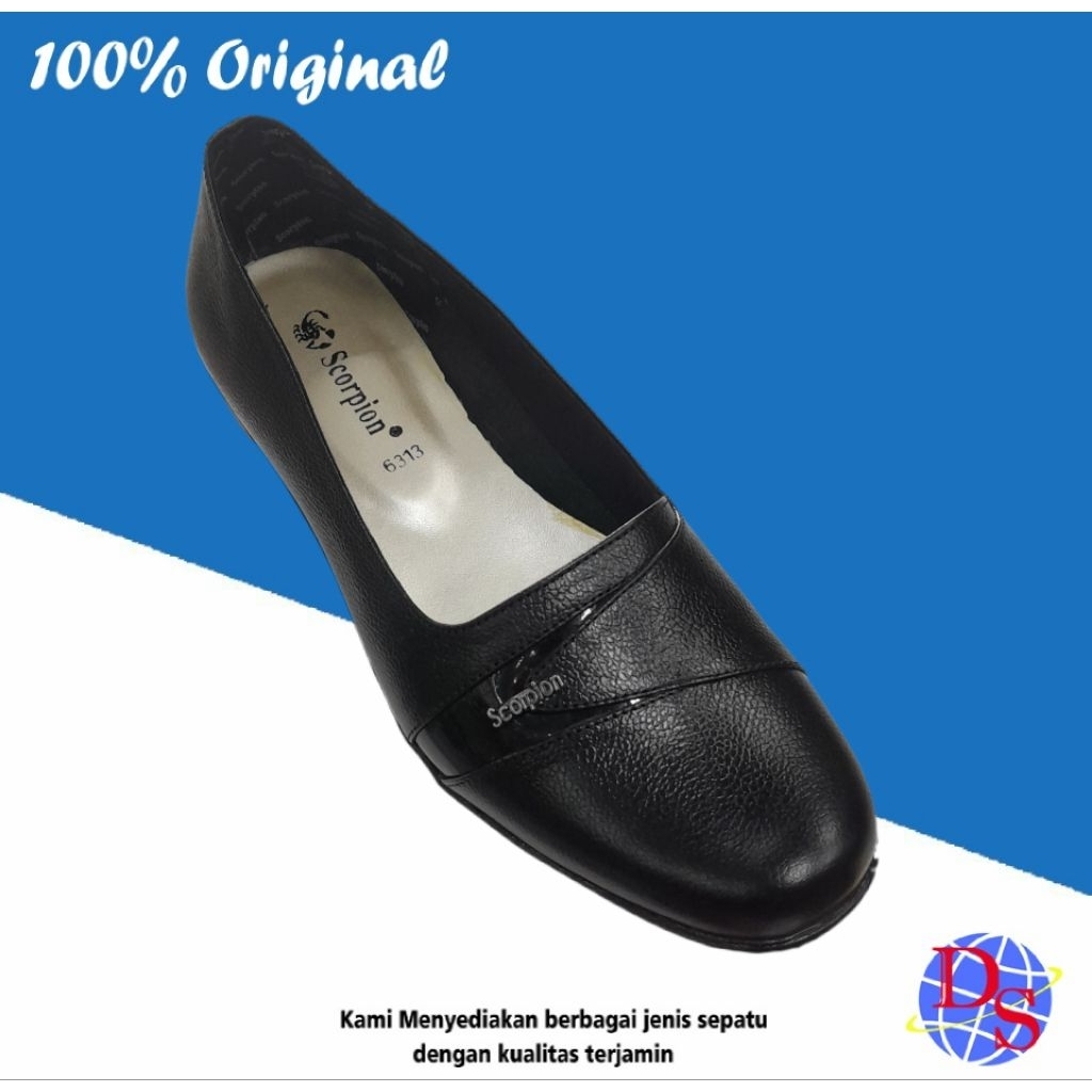 Sepatu Pantofel Wanita Scorpion 6313 Hitam Sepatu Pantofel Kulit Sepatu Pantofel Flat Sepatu Kantor 