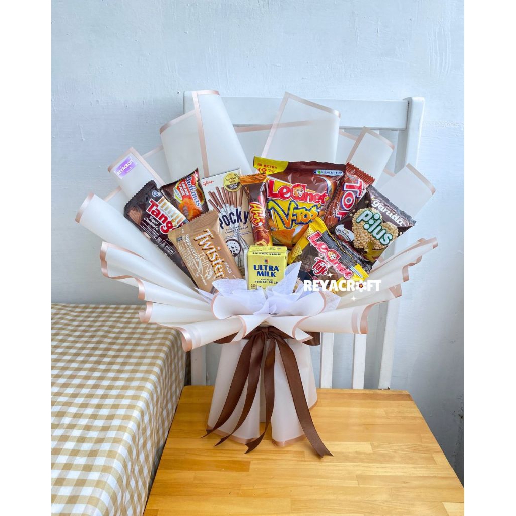 REYACRAFT Buket Snack Medium | Buket Makanan | Buket Wisuda Sempro | Hadiah Ulang Tahun | Buket Band
