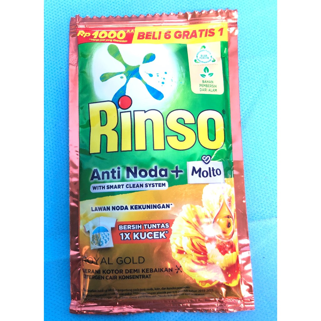 RINSO CAIR SACHET ANTI NODA + MOLTO ROYAL GOLD RENCENG HARGA GROSIR