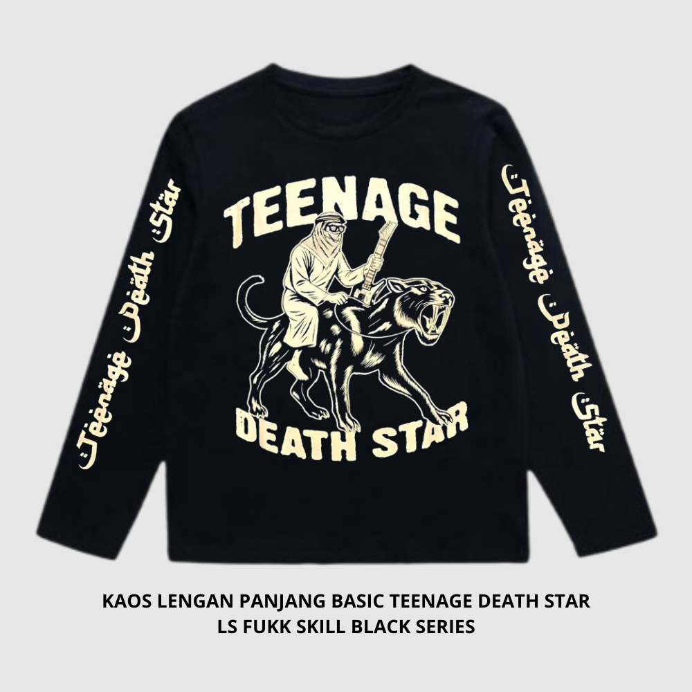 Promo Kaos Lengan Panjang Basic Teenage Death Star LS Fukk Skill Black Series Katun Distro