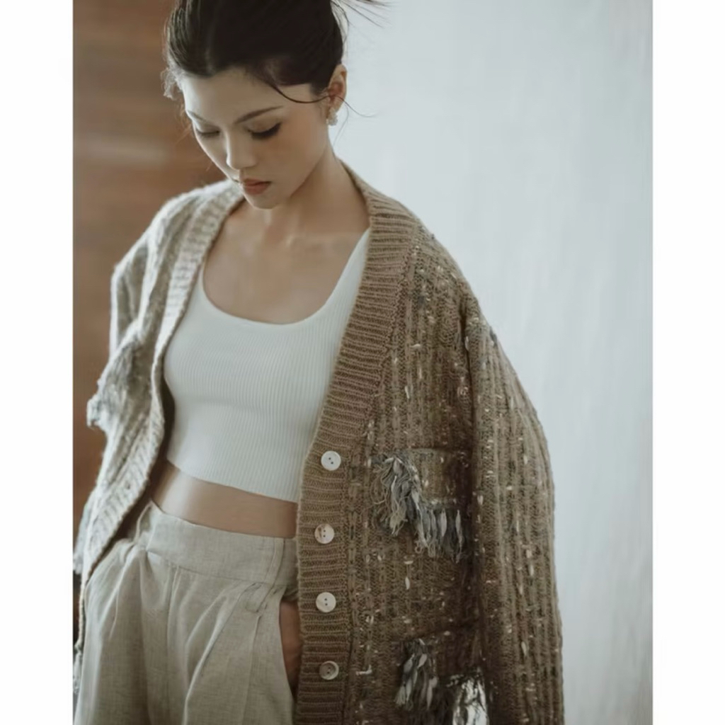 Anouk Sweater in Khaki - ANAIN (Preloved) / very good deal sweater knit cream tebal winter outfit lu