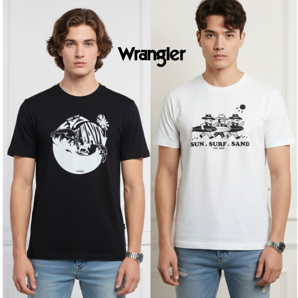 Kaos Wrangler Lengan Pendek Motif Simple Warna Hitam
