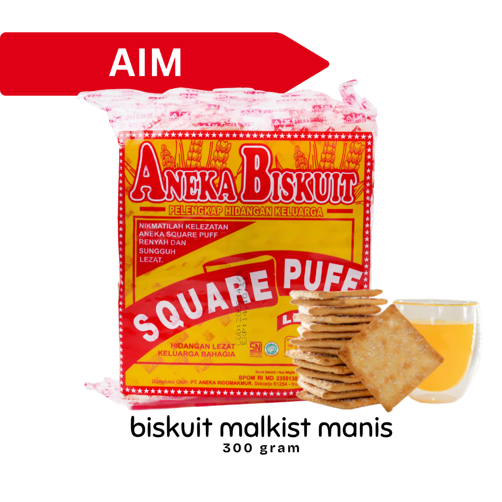 BISKUIT MALKIST CRACKERS MANIS AIM ANEKA BISKUIT SQUARE PUFF 300 GR KRAKERS KREKERS
