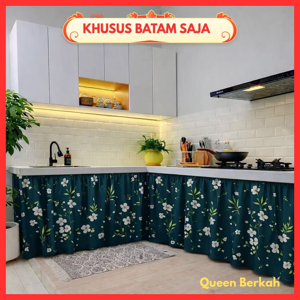 [HANYA BATAM] TERMURAH HARGANYA Gorden Kolong Dapur Minimalis -+100x70 cm dengan Tali BEST SELLER Ae
