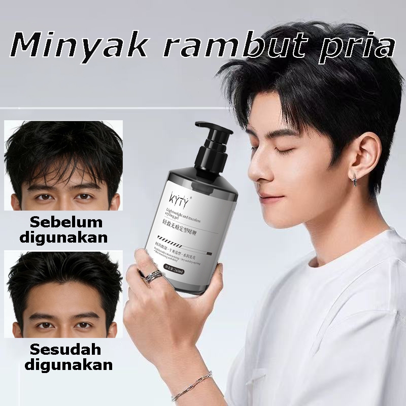 Minyak Rambut & Gel Rambut Pria– Minyak Rambut Styling Gel,Gaya Rambut Slick Back,Tahan Lama, Tidak 