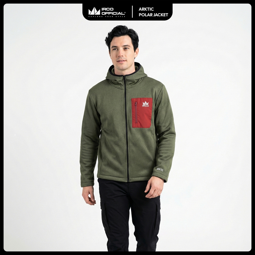 IRCO Arktic Jaket Polar Tebal Musim Dingin Pria Wanita Dilengkapi Hoodie - Polartec Jacket Gunung