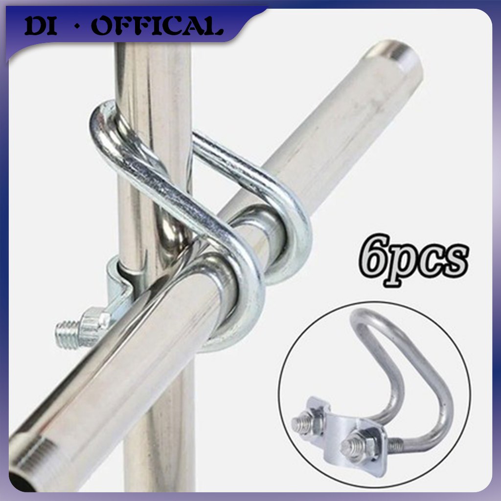 6PCS/SET Klem Pipa Plat Besi Seng/ Klem Pipa Silang Berbentuk U Ganda 25/32/50mm/Klem Penjepit Penga