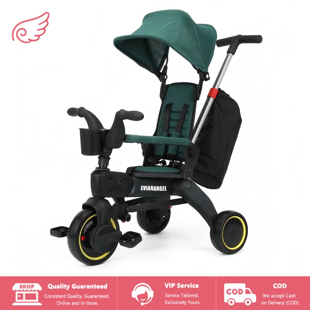 EVIANANGEL Sepeda Roda Tiga Tricycle Stroller Baby Sepeda Anak Lipat Sepeda Anak Roda 3 Bayi 1 Tahun