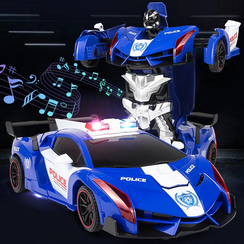 Mainan Mobil Polisi Rc Mobil Polisi Besar Remote Control Bisa Bunyi Nyala 2.4GHZ Mobil Jadi Robot RC