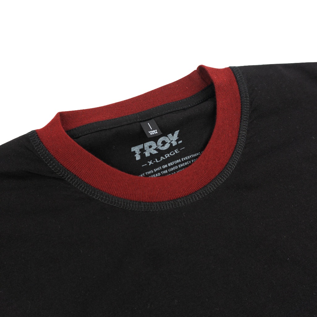 Troy Company Double Sleeve Longsleeve Tshirt Black Maroon Masked - Kaos Hitam Maroon Lengan Panjang DSD 3507
