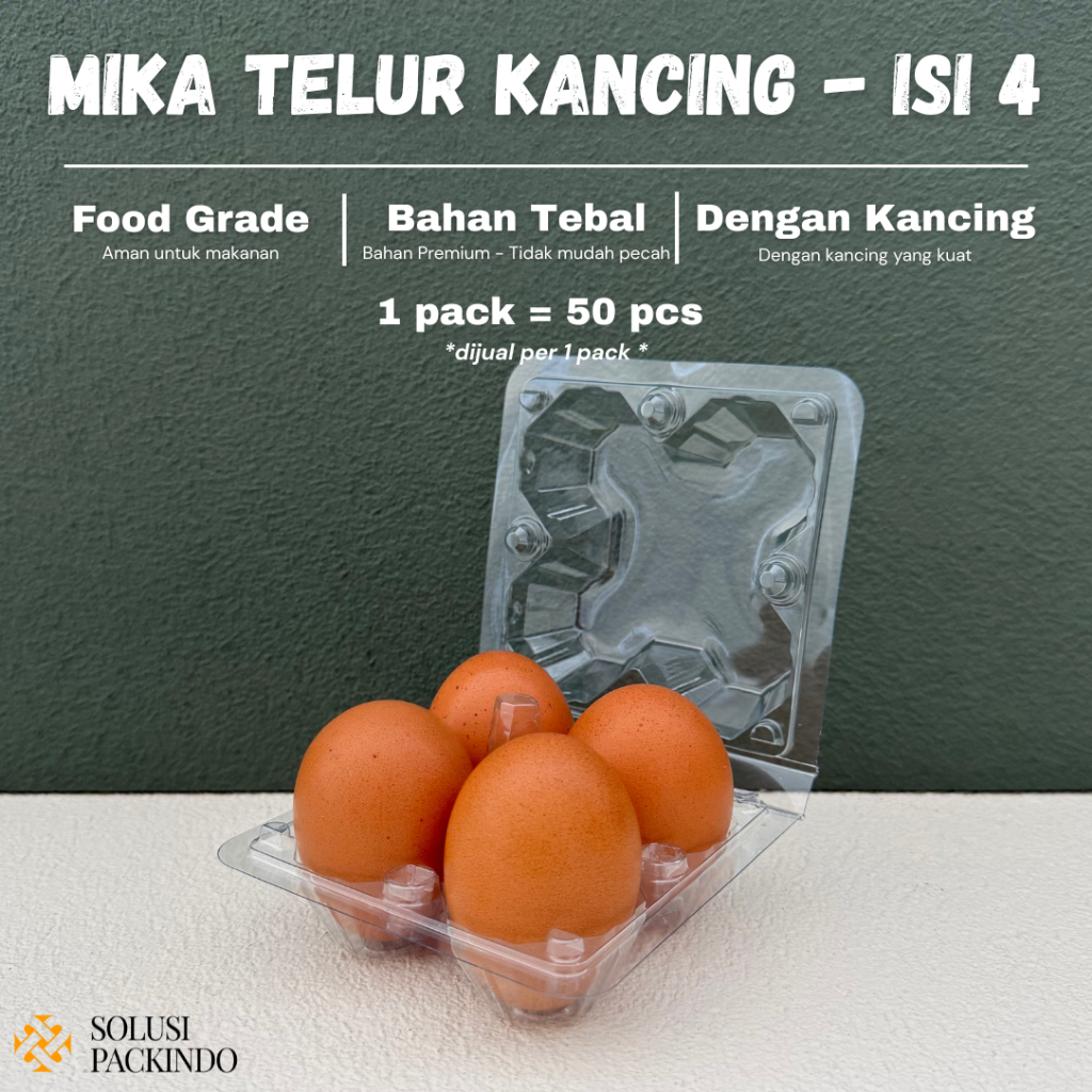 [ISI 50 PCS] Mika Tray Telur Kancing Isi 4 Butir | Box Telur Kancing Isi 4 Butir