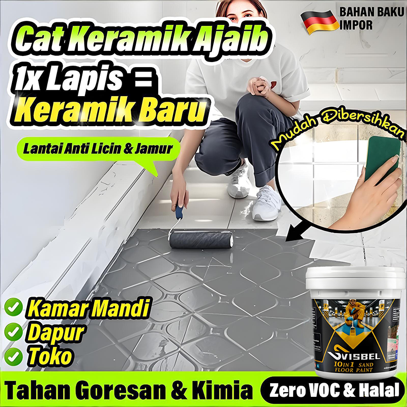Anti Licin & Anti Jamur Super Tahan Genangan Khusus Kamar Mandi*Cat Keramik Renew Renovasi lantai ta