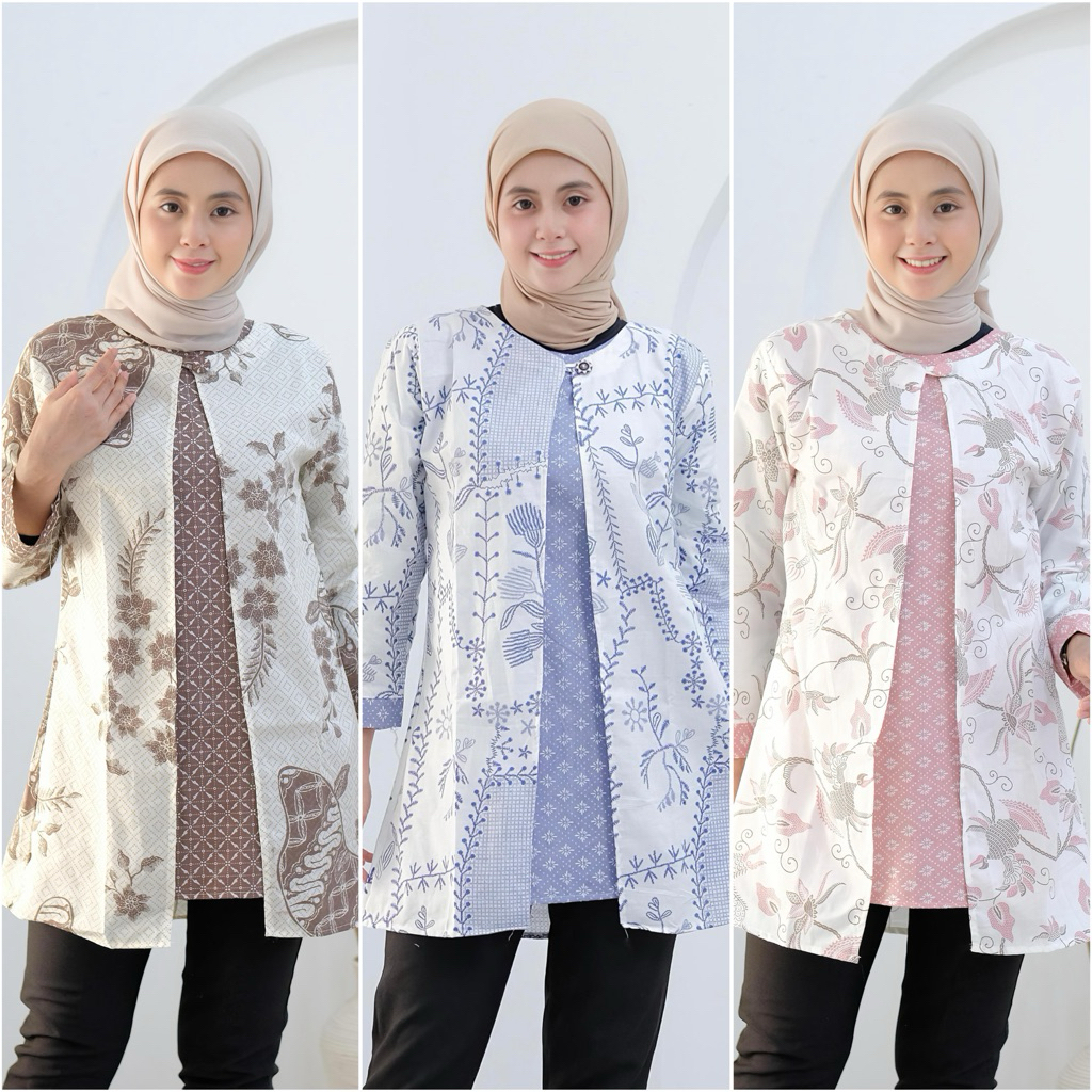 TUNIK BATIK BOLERO LENGAN PANJANG ATASAN BATIK WANITA BOLERO TERBARU