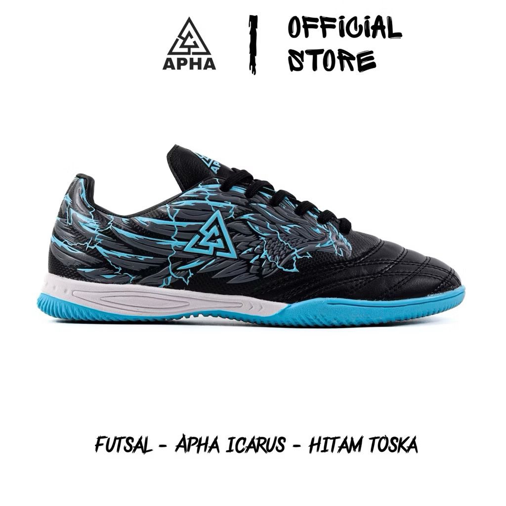 Sepatu Futsal Apha Icarus Hitam Toska Original - Sepatu Futsal Dewasa