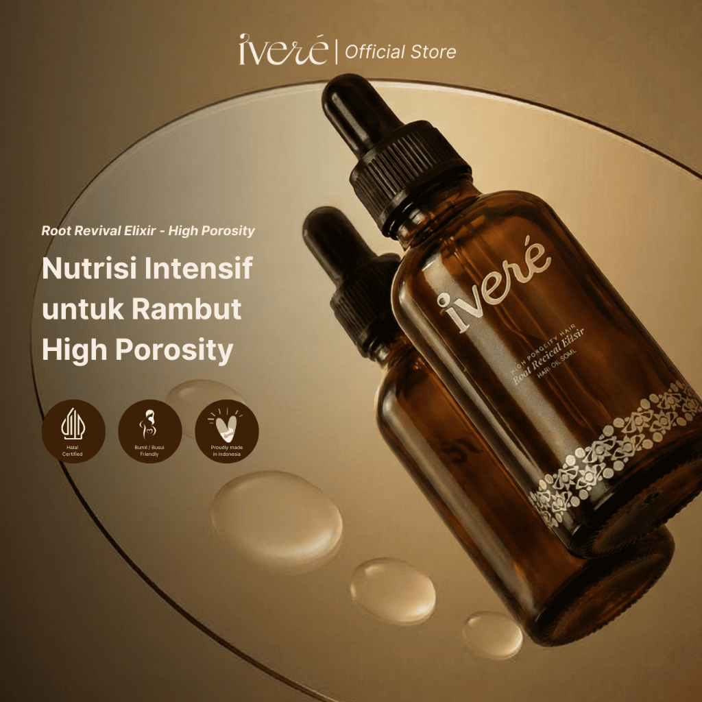 IVERE HIGH POROSITY HAIR GROWTH HAIR OIL (FREE GIFT) Vegan Hair Oil Penumbuh Rambut 50ML / Hair oil 