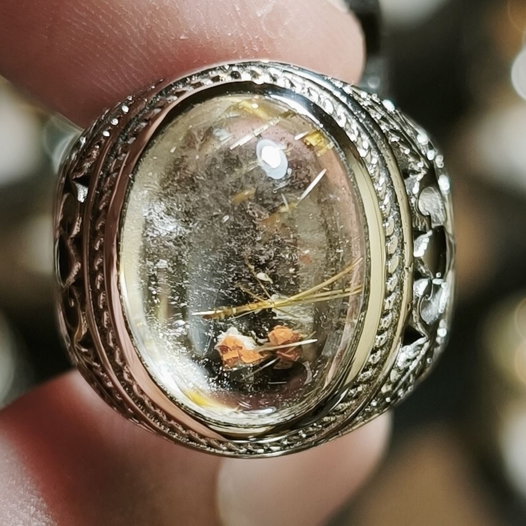 BATU KECUBUNG RAMBUT EMAS KARANG MERAH ring size 8