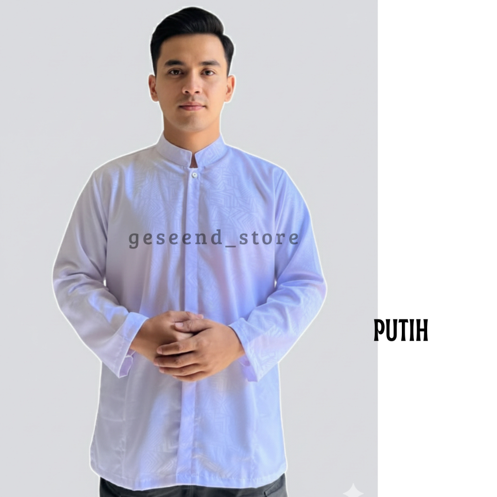 geseendstore-koko embos lengan panjang baju koko pria lengan panjang abu navy hijau hitam