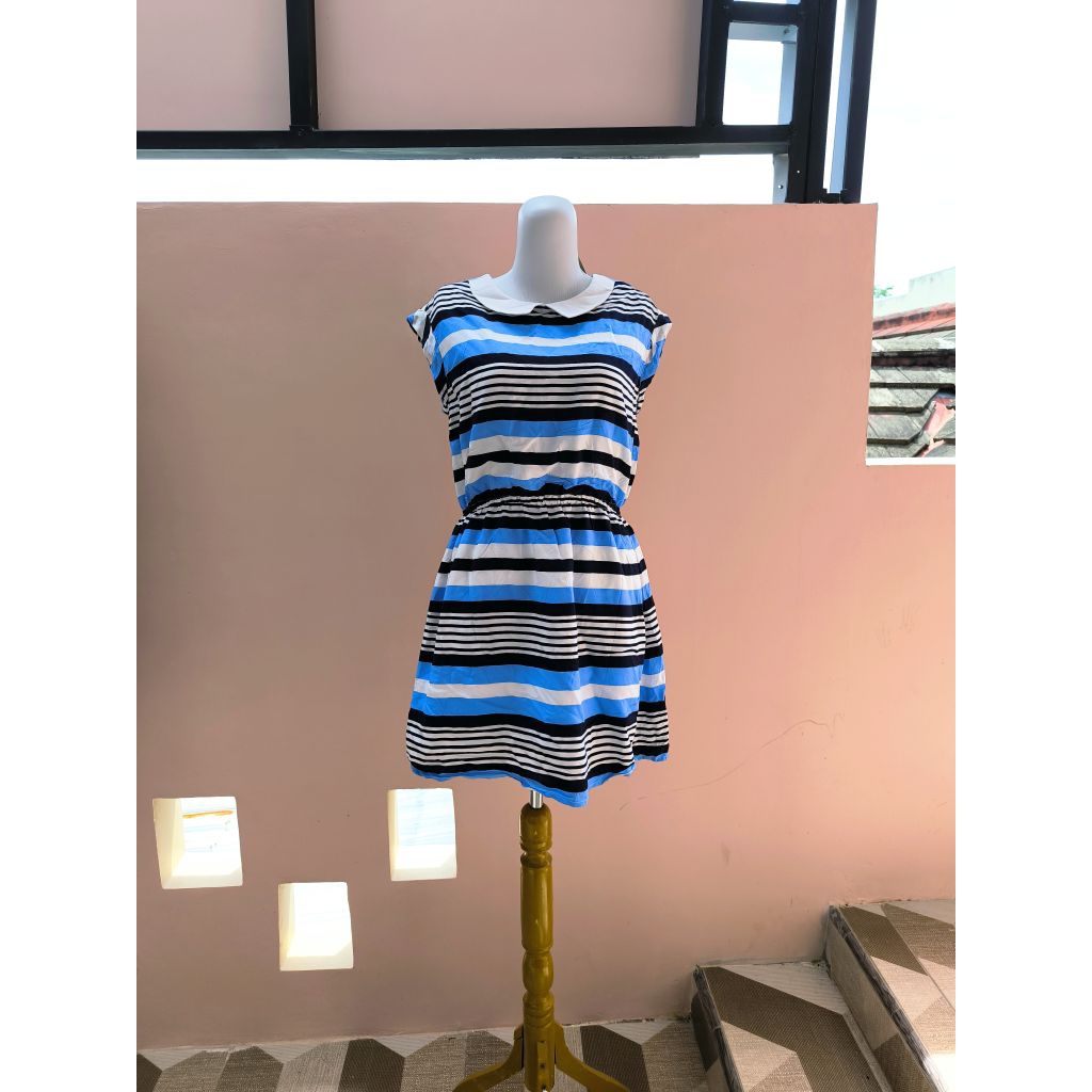 Dress sleeveless stripe salur summer retro