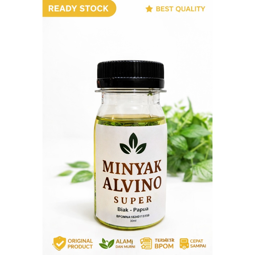 Minyak Alvino Asli Daun Bungkus Biak Papua 30ml Untuk Kesehatan Kulit Minyak Daun