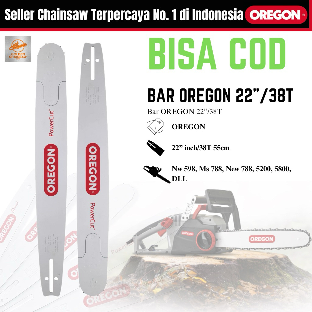 Bar Chainsaw ASLI OREGON 22”Laser / Baja Bar Senso Oregon 22 Inch