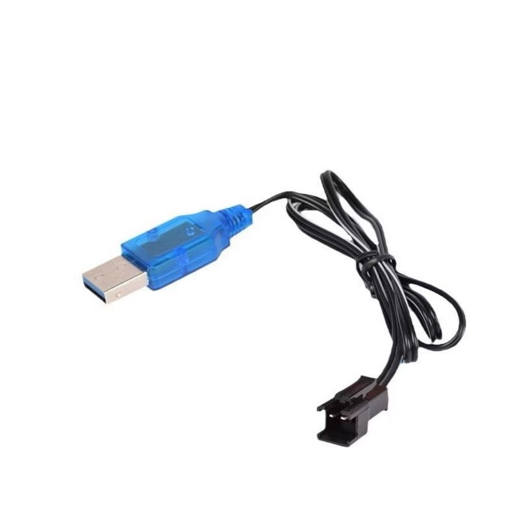 Kabel Cas Mobil RC Charger Mobil Remote Kontrol Model USB Soket Hitam 2Pin 3.7 Volt 500 mAh