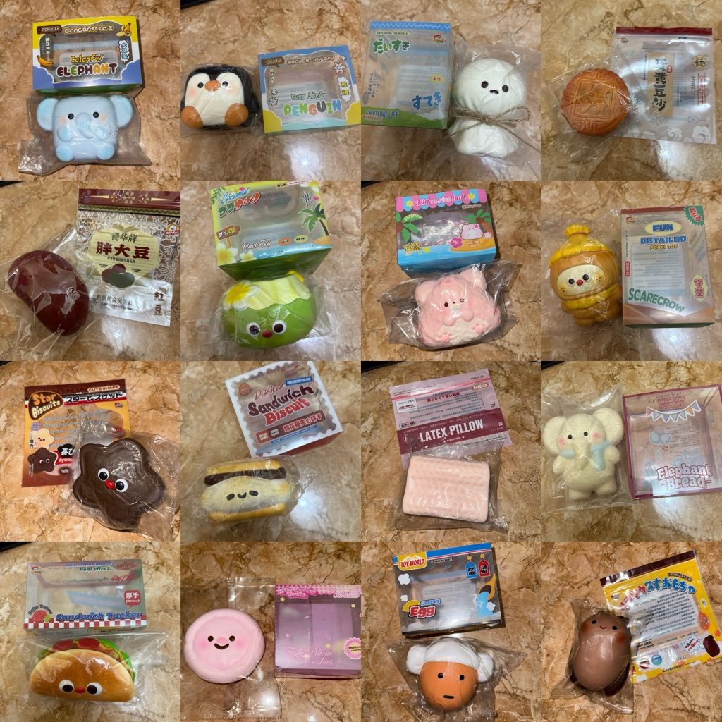 MIDO SQUISHY RED NOSE NOODLE PILLOW BING BING ONIGIRI CAT SMORES SANDWICH COKLAT LISA SNOWMAN COOKIE