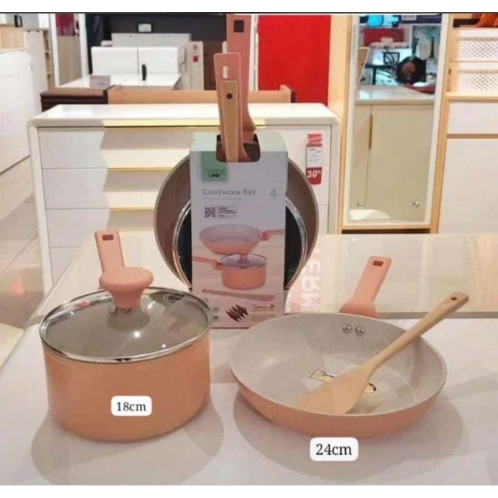 Cooking color set 4pcs huxley perlengkapan masak peach