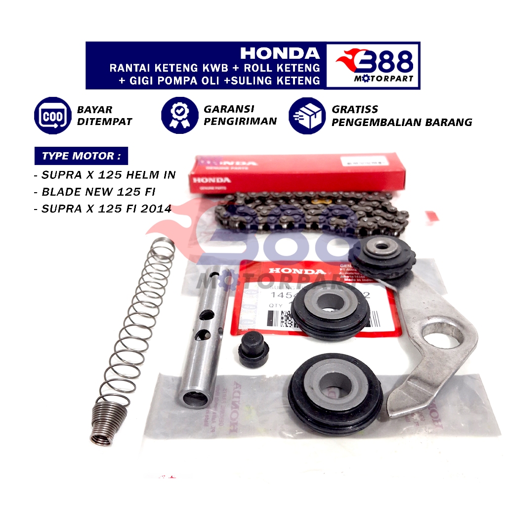PAKET RANTAI KETENG SET KYZ + ROLL 2 PLAT TENSIONER SULING KETENG SUPRA X 125 HELM IN BLADE NEW 125 