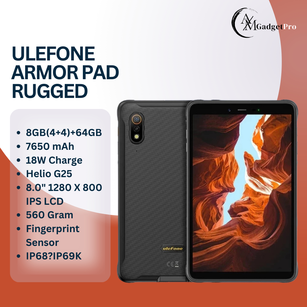 Ulefone Armor Pad 4G LTE 8GB+64GB 7650mAh IP68 IP69K NFC Fingerprint sensor Rugged tablet