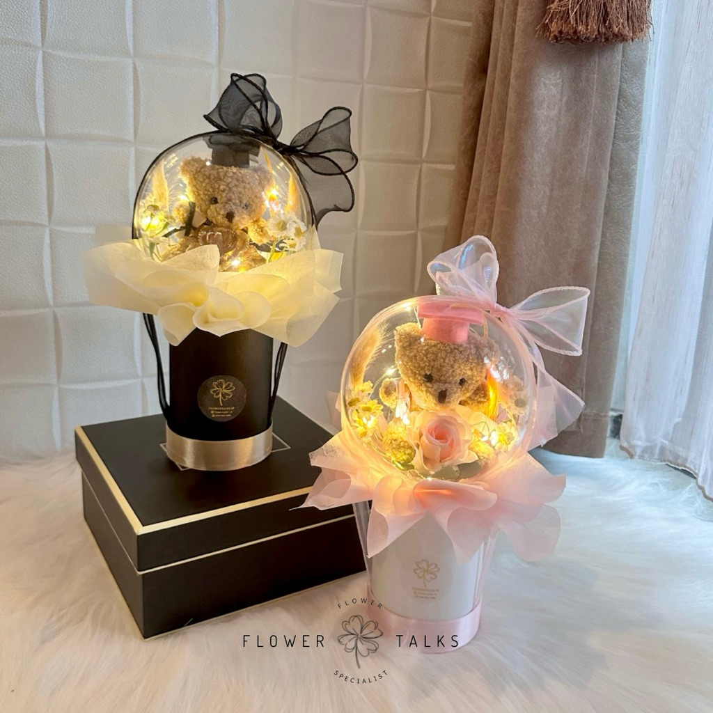 FLOWER TALKS - BUKET BALON AKRILIK BUNGA ARTIFICIAL KADO WISUDA UNIK