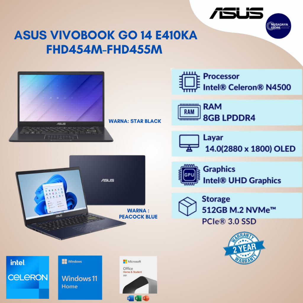 Asus Vivobook Go 14 E410KA, 8GB/512GB SSD, Windows 11