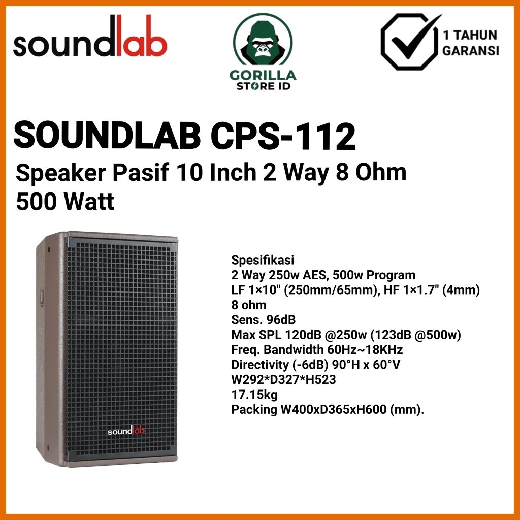 Soundlab CPS-112 Speaker Pasif 10 Inch 2 Way 8 Ohm 500 Watt