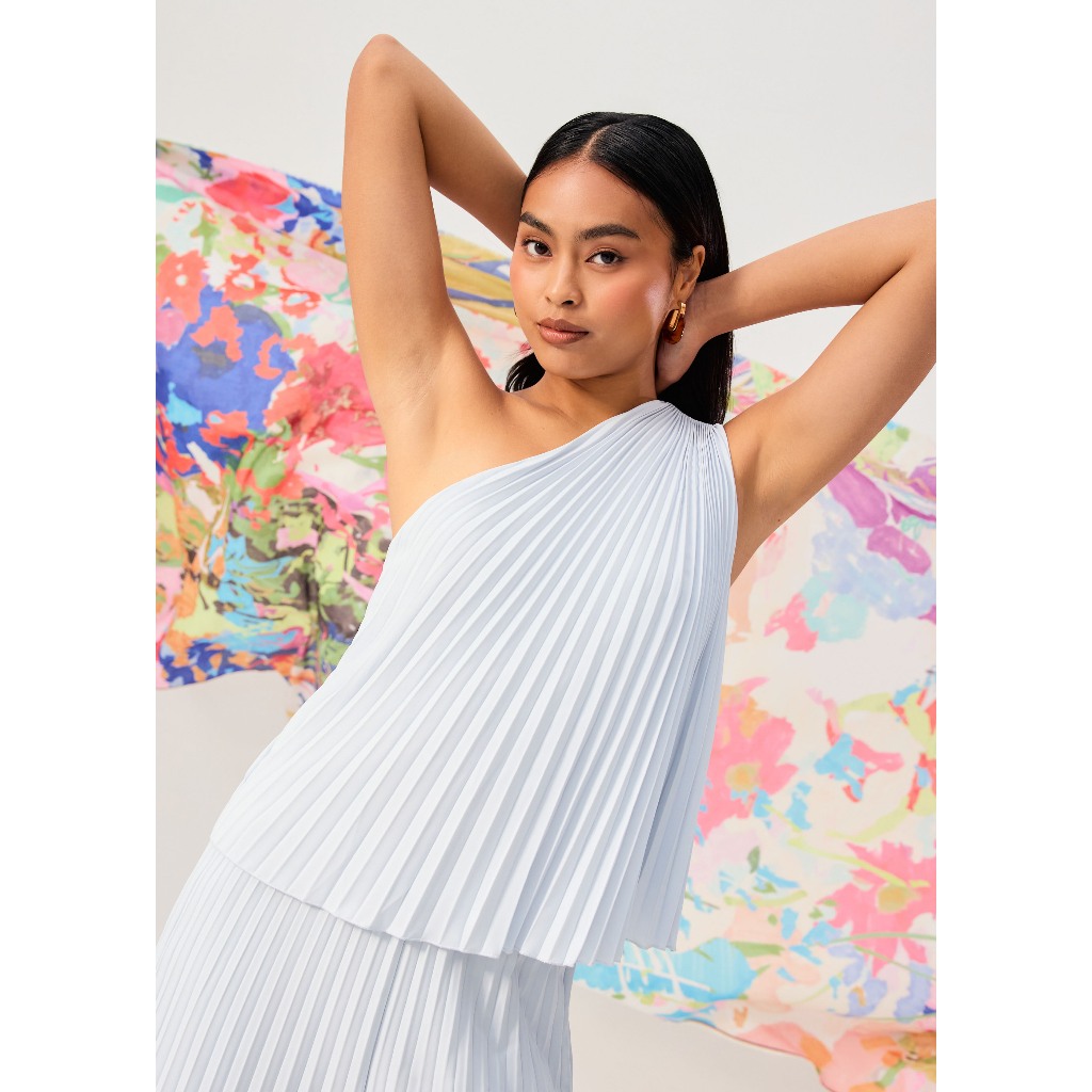 Love Bonito - Atasan Wanita - Wei Sunray Pleated Toga Top - Light Blue