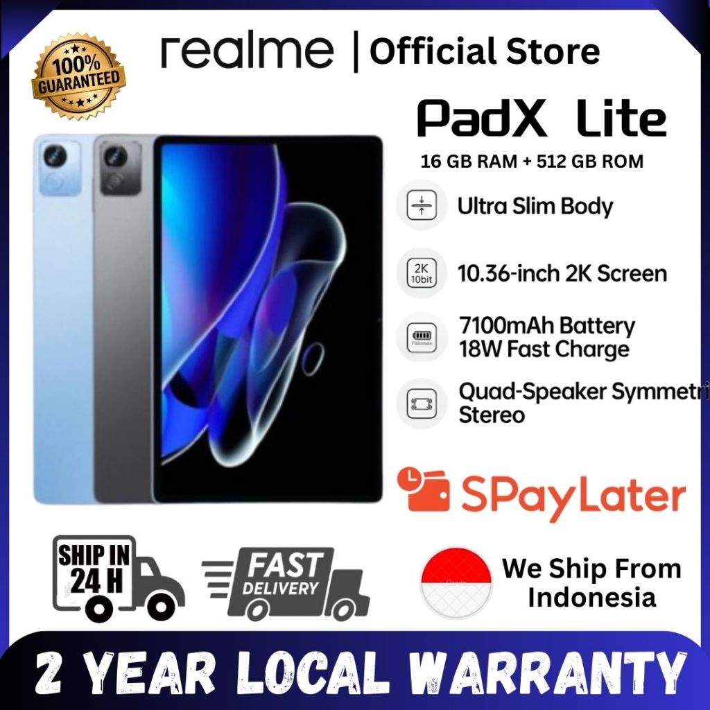 Realme Pad X Lite (12GB/512GB) 6.9mm Ultra Thin Design* Tablet | 10.4" IPS LCD 90Hz Display | Mediat
