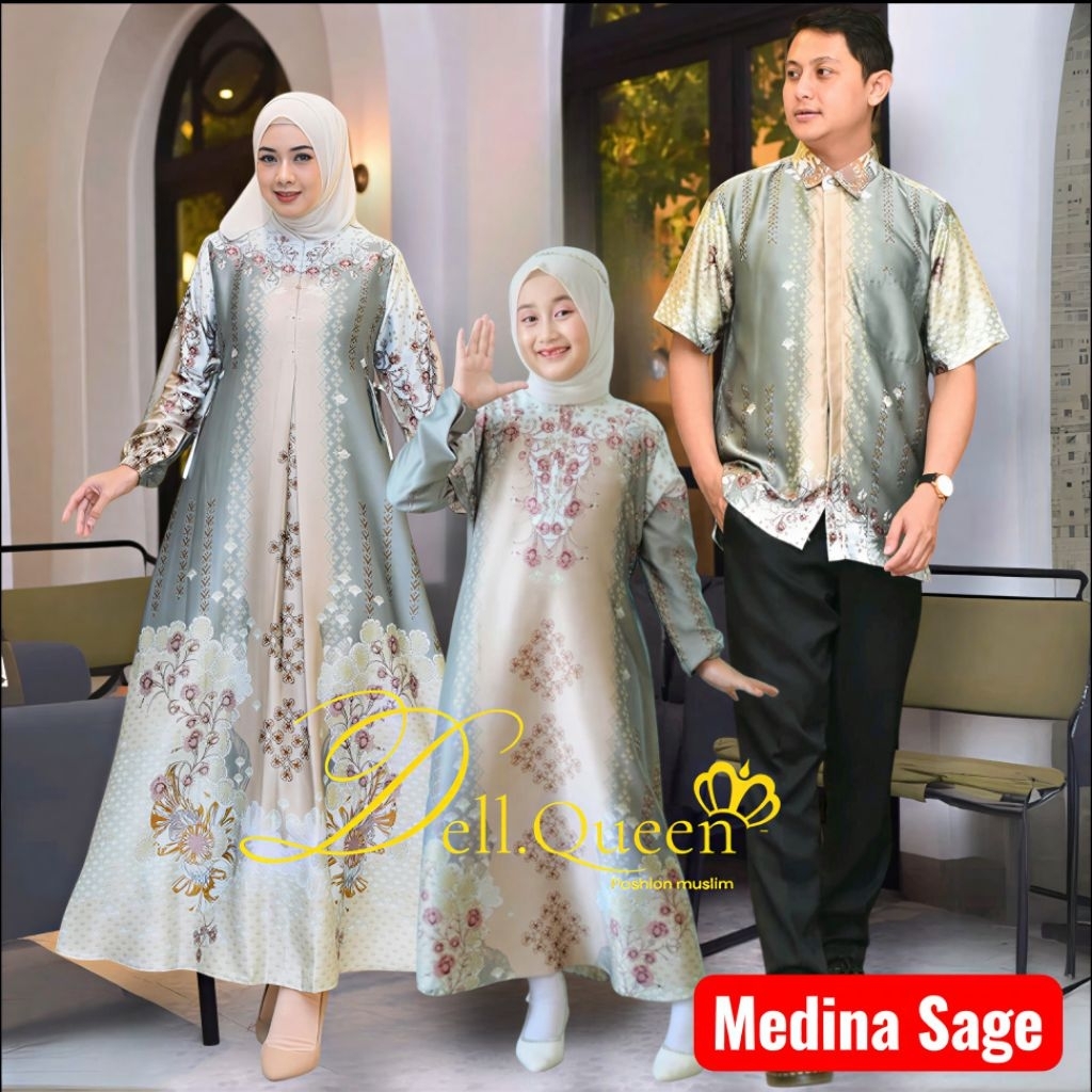 Gamis Couple Medina Sarimbit Keluarga Silk premium Dewasa Dan Anak Anak