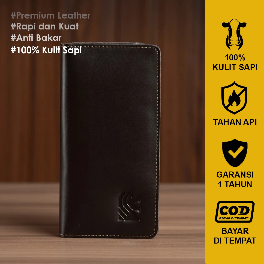 Dompet Panjang Pria Dompet Kulit Sapi Asli Reven Apollo Dompet Kartu Pria Branded