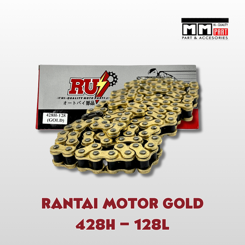 RANTAI MOTOR GOLD 428H 128 - RANTE MOTOR EMAS TERMURAH