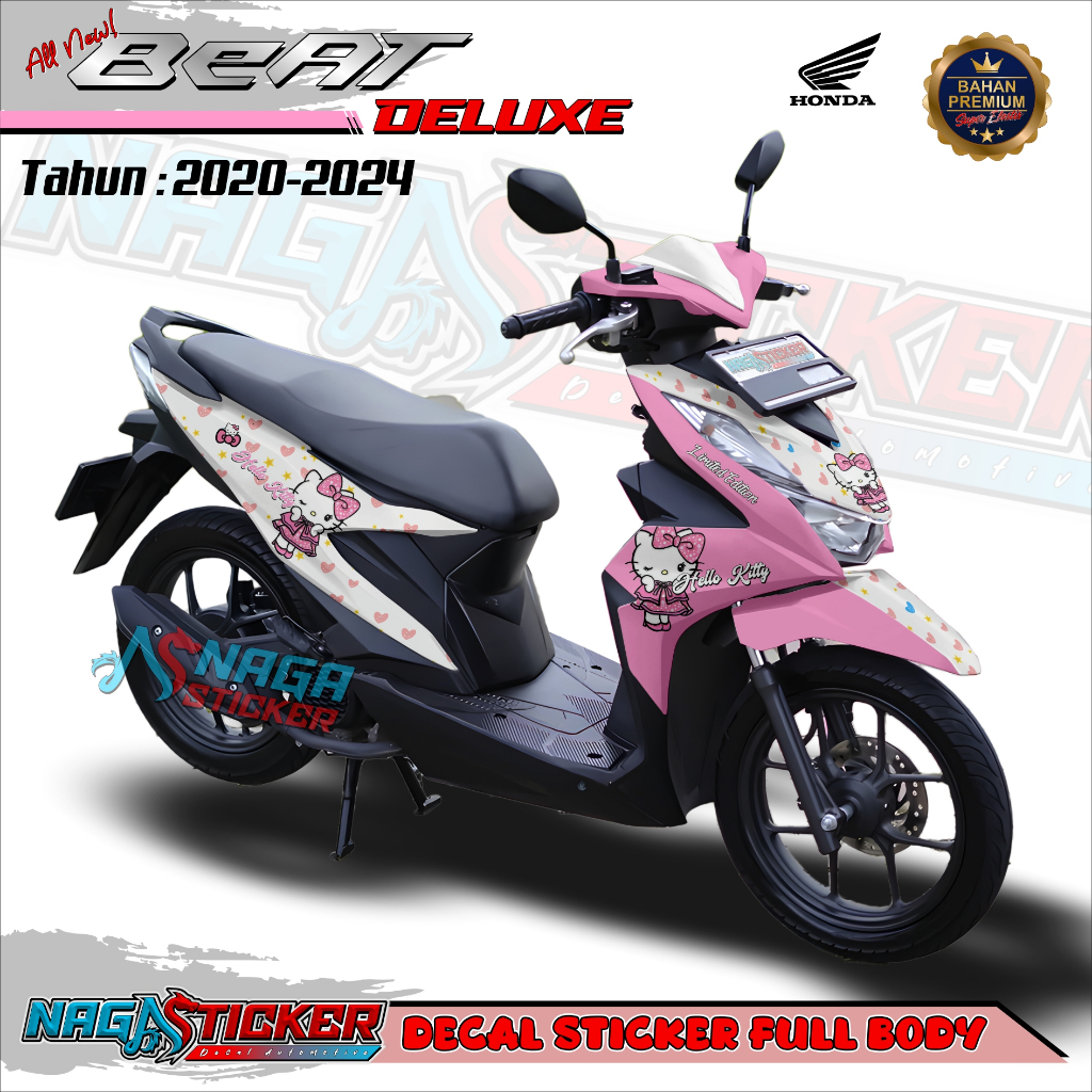 (COD)Decal Sticker Motor FullBody Honda Beat Deluxe 2020-2023 Motif HelloKitty Custom Premium Stiker
